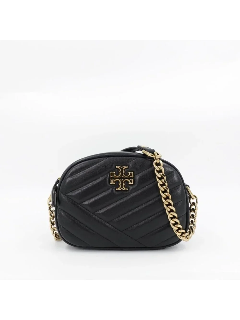 Tory Burch Kira Chevron Small Camera Crossbody Bag Black OS